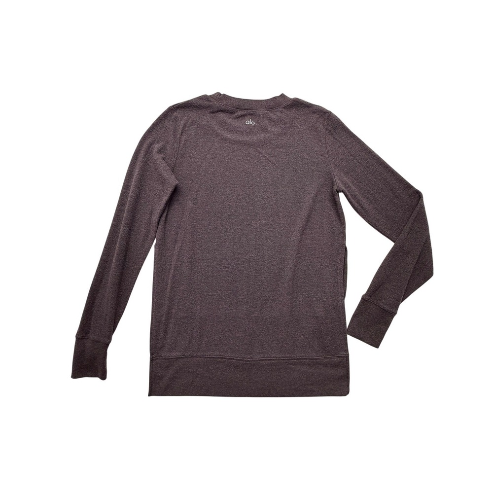 Alo Yoga Long Sleeve High Low Tunic Top Dark Plum Brown S - Picture 6 of 7